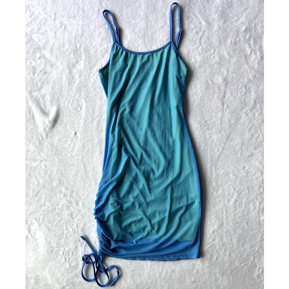 Y2K Blue Ruched Bodycon Mini Dress
